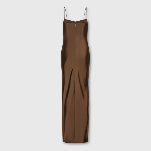 Rotate Satin Maxi Slip Dress Potting Soil