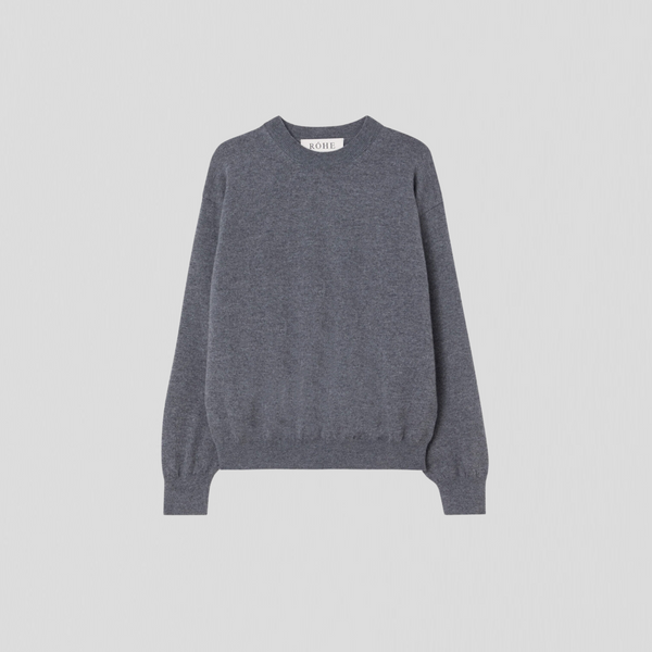 Róhe Crew Neck With Open Armhole Mid Grey Melange