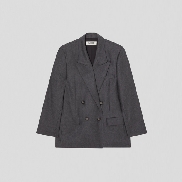 Róhe Double Breasted Tailored Jacket Dark Grey Melange