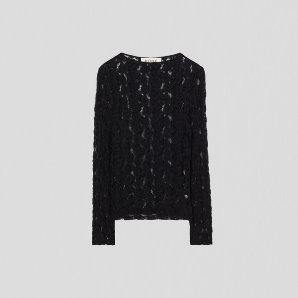 Róhe Lace Boat Neck Top Black