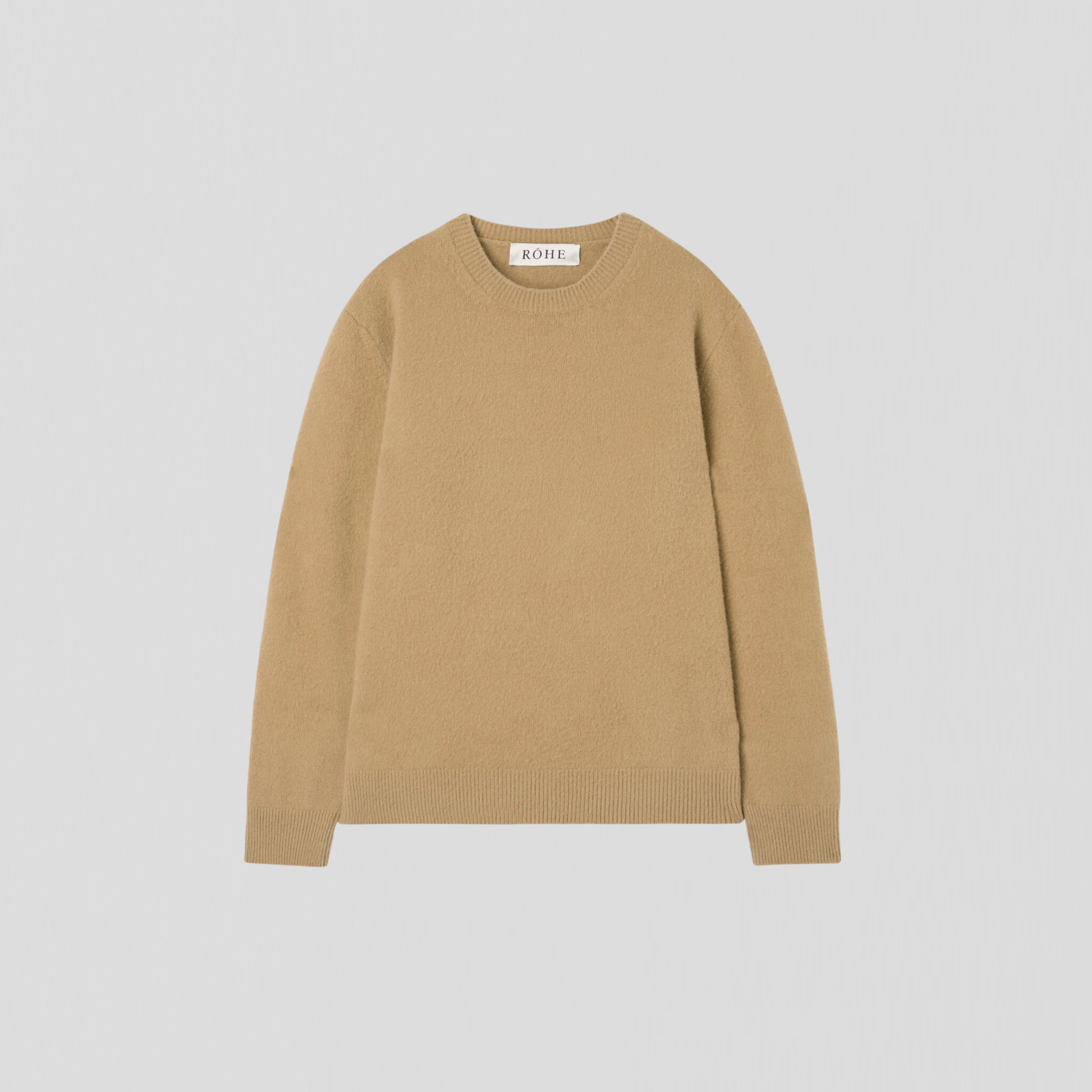 Róhe Relaxed Boiled Wool Knitted Crew Neck Camel