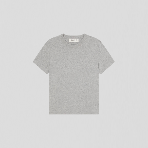 Róhe Slub Melange Cotton T-Shirt Light Grey Melange