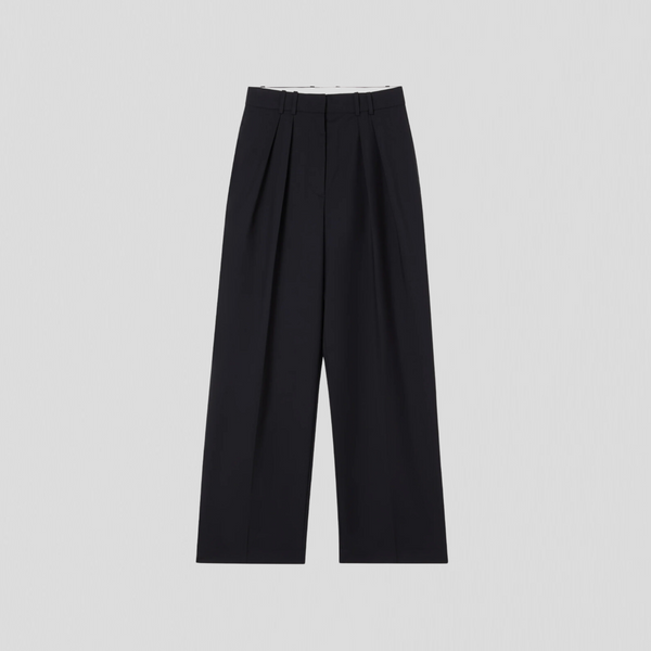 Róhe Wide Leg Double Pleated Trouser Black