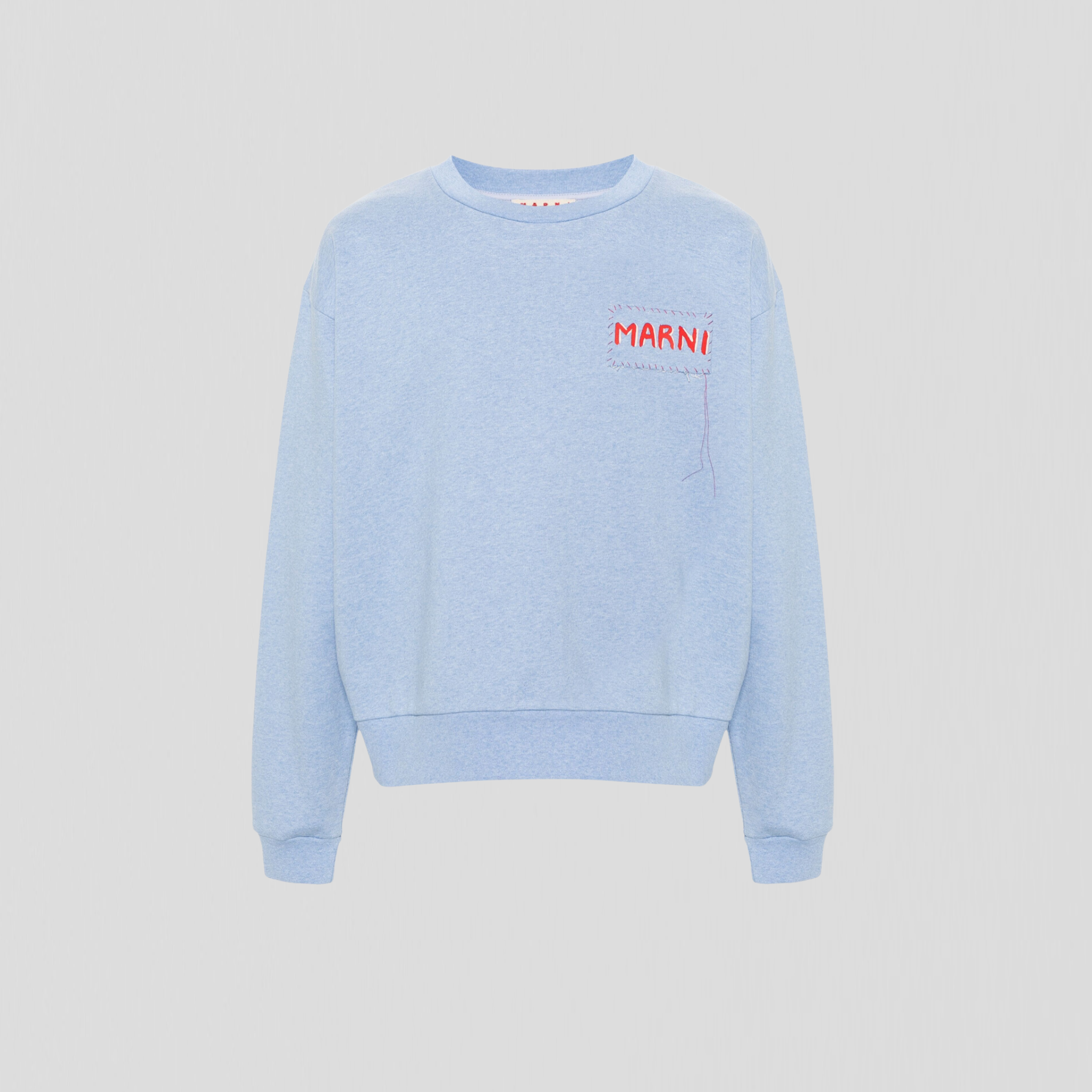 Marni Loopback Cotton Jersey Mel Sweatshirt Light Blue