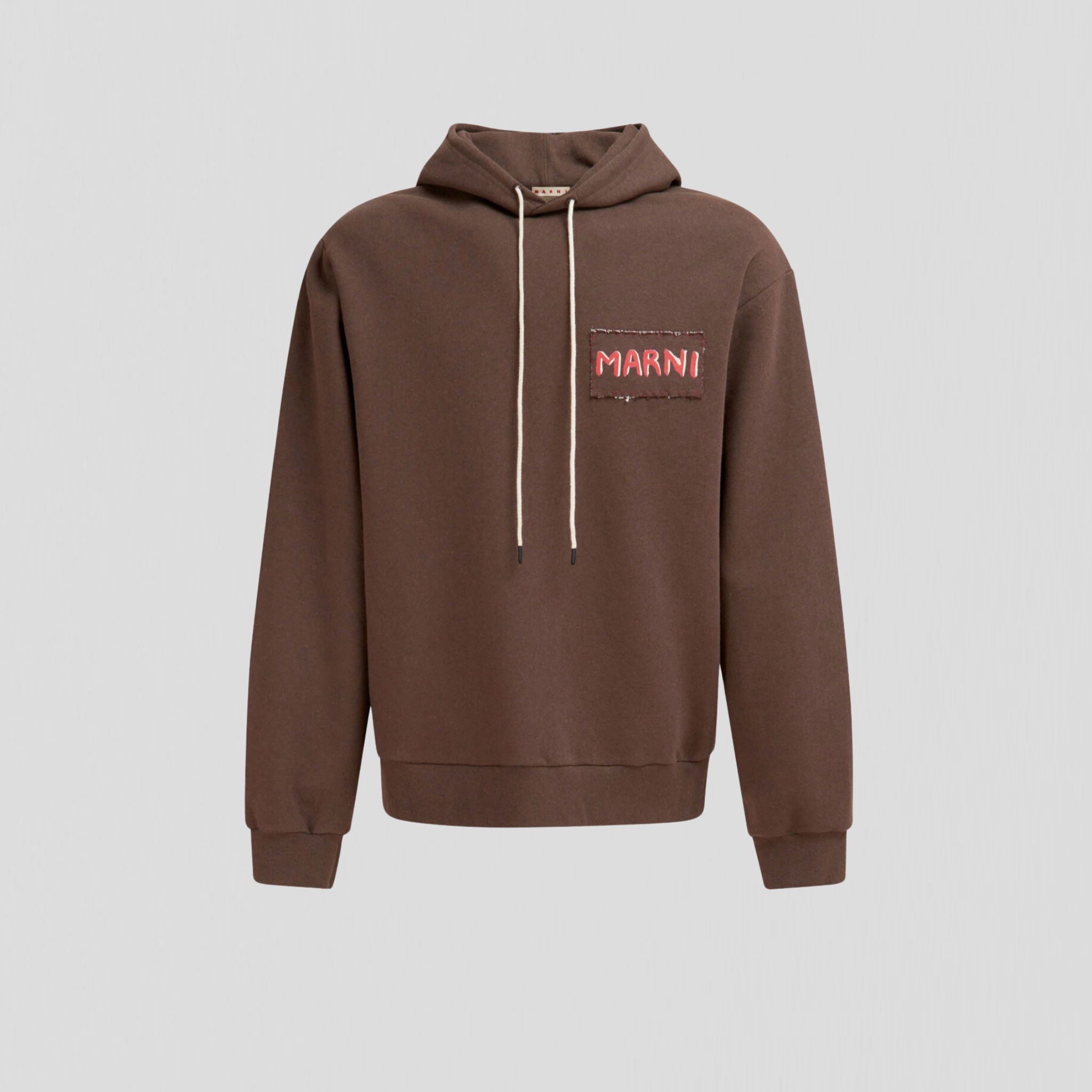 Marni Loopback Organic Cotton Jersey Mel Hoodie Coffee