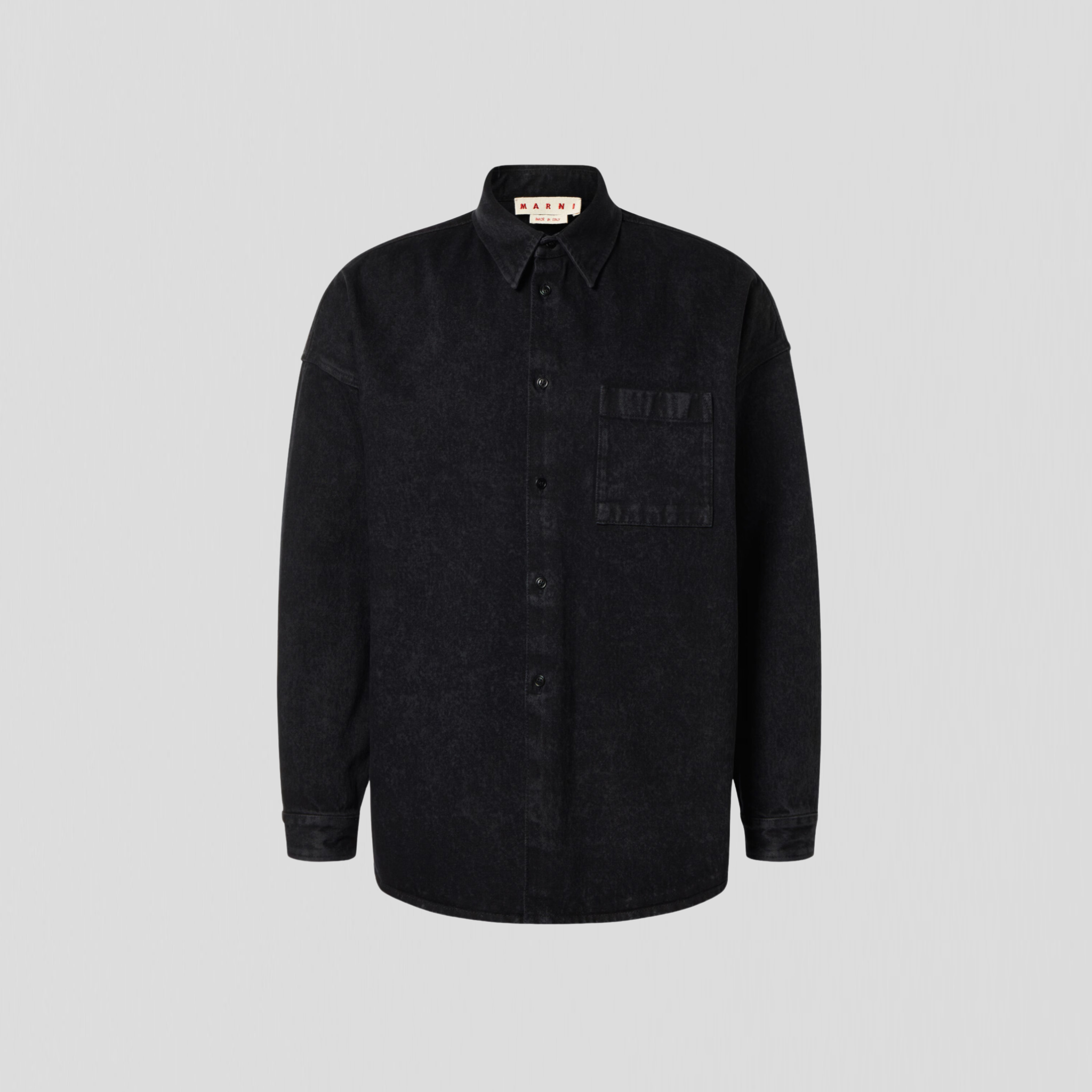 Marni Marble Dyed Cotton Denim Shirt Black