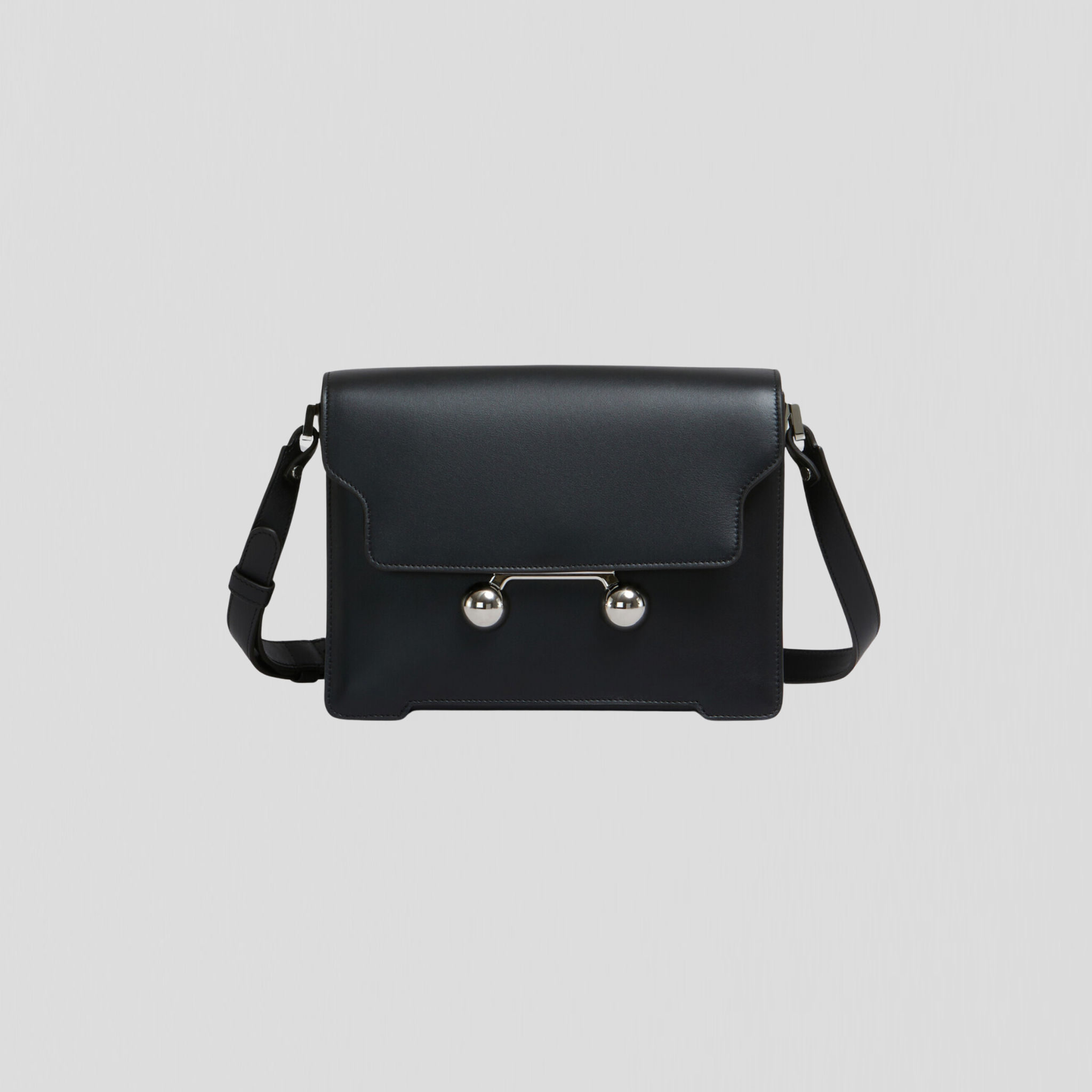 Marni Trunkaroo Leather Medium Shoulder Bag Black