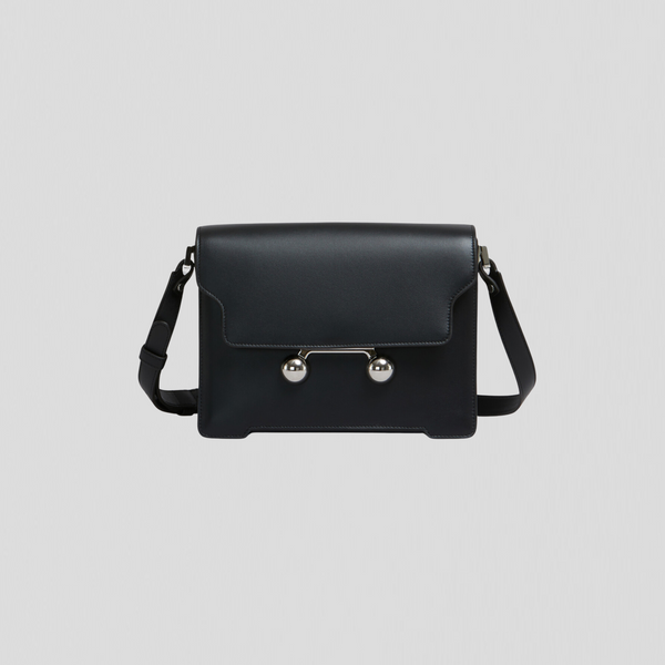 Marni Trunkaroo Leather Medium Shoulder Bag Black