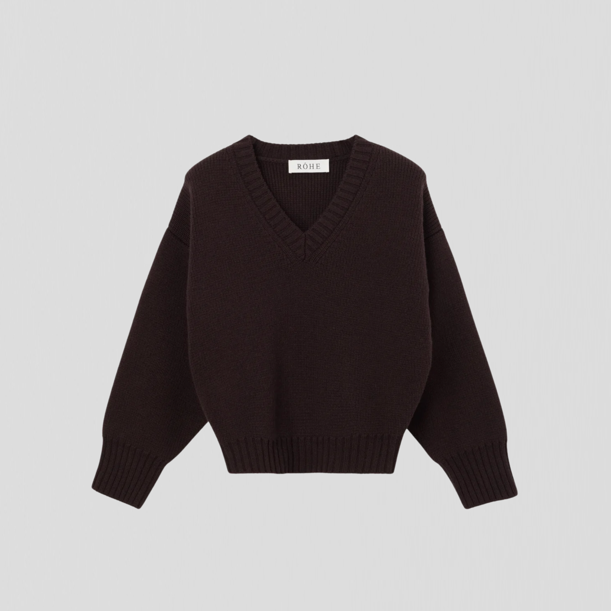 Róhe Sculptural V-neck Knit Dark Brown