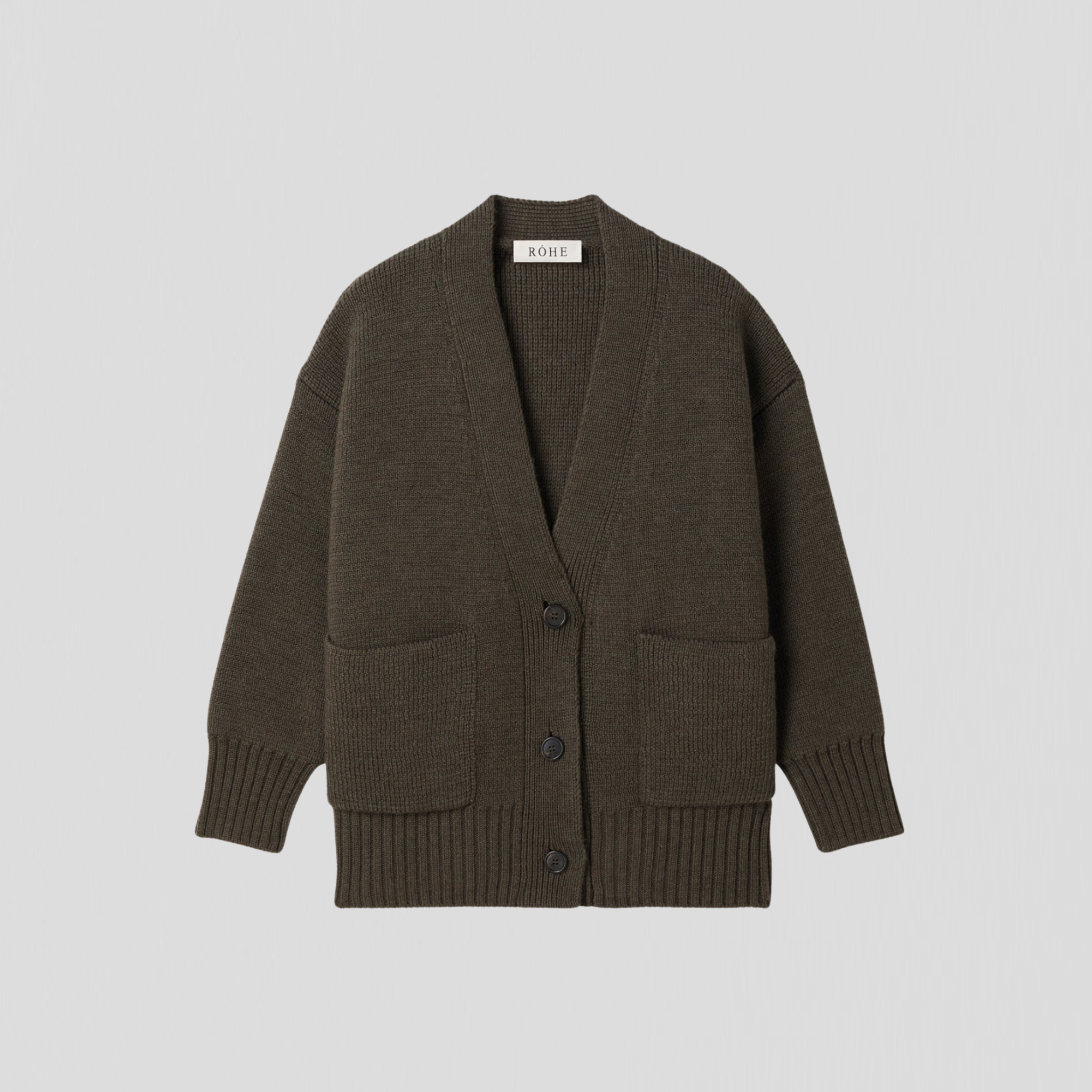 Róhe Sculptural Cardigan Forest Melange