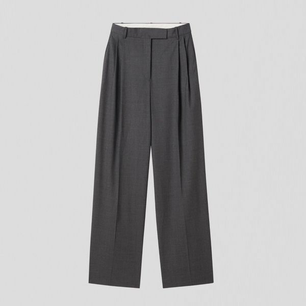 Róhe High-Waist Tailored Trousers Dark Grey Melange