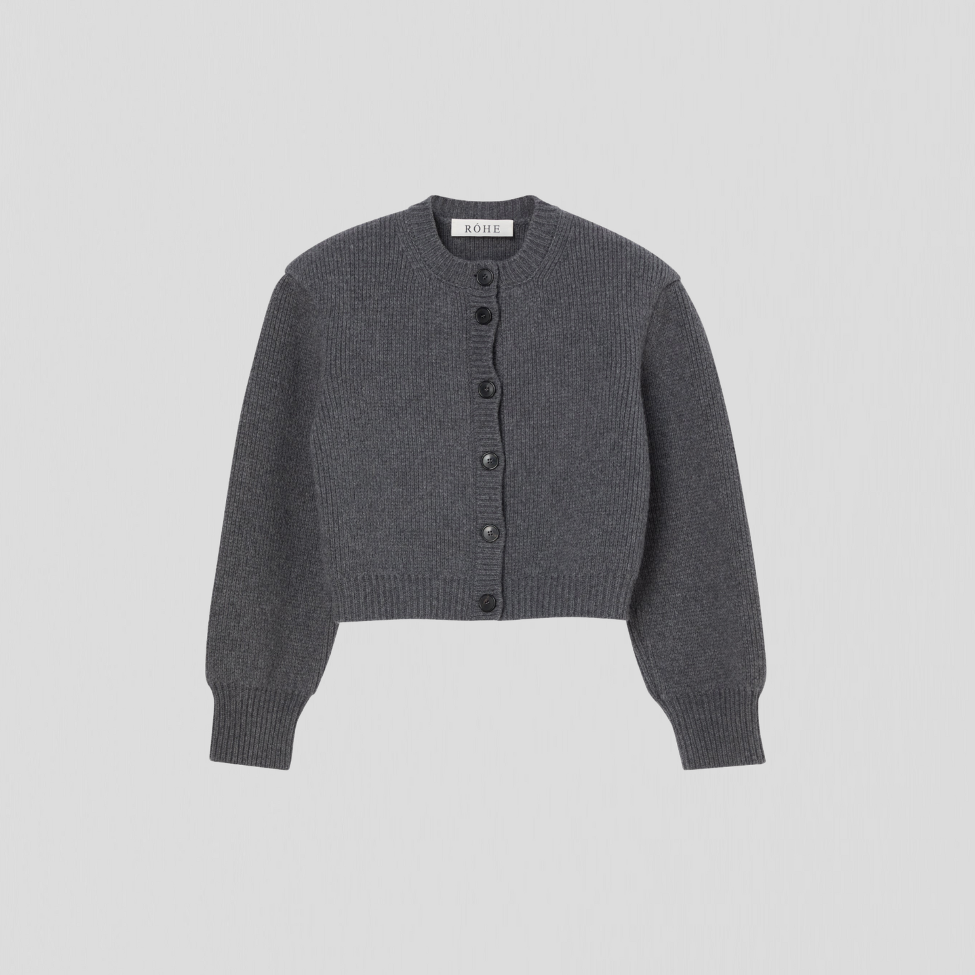 Róhe Statement Shoulder Cardigan Mid Grey Melange