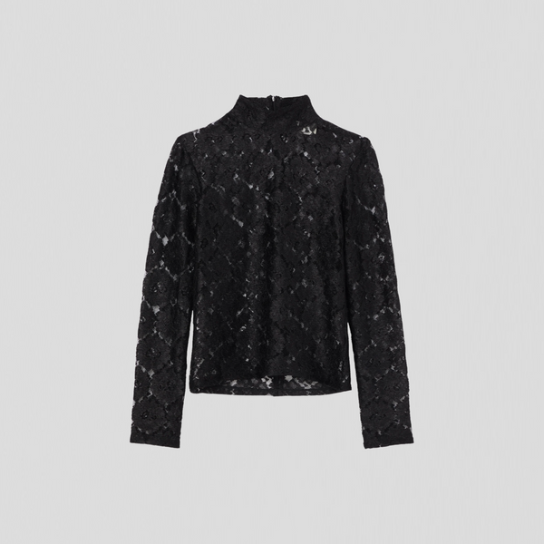 Róhe Lace Turtleneck Top Black