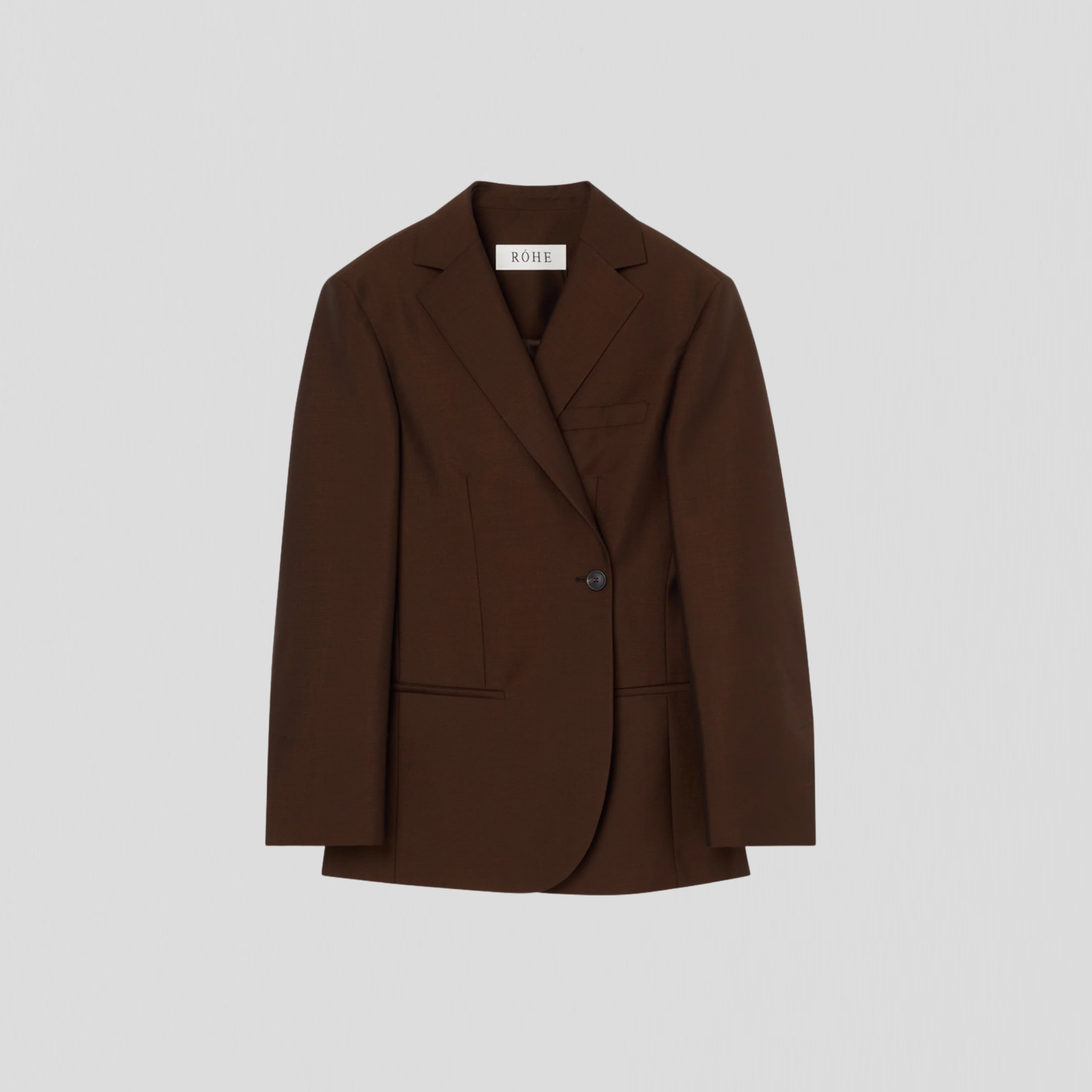 Róhe Dual tone Piqué Overlap Suit Jacket Mahogany