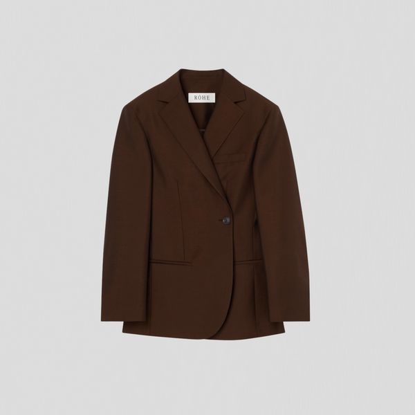 Róhe Dual tone Piqué Overlap Suit Jacket Mahogany