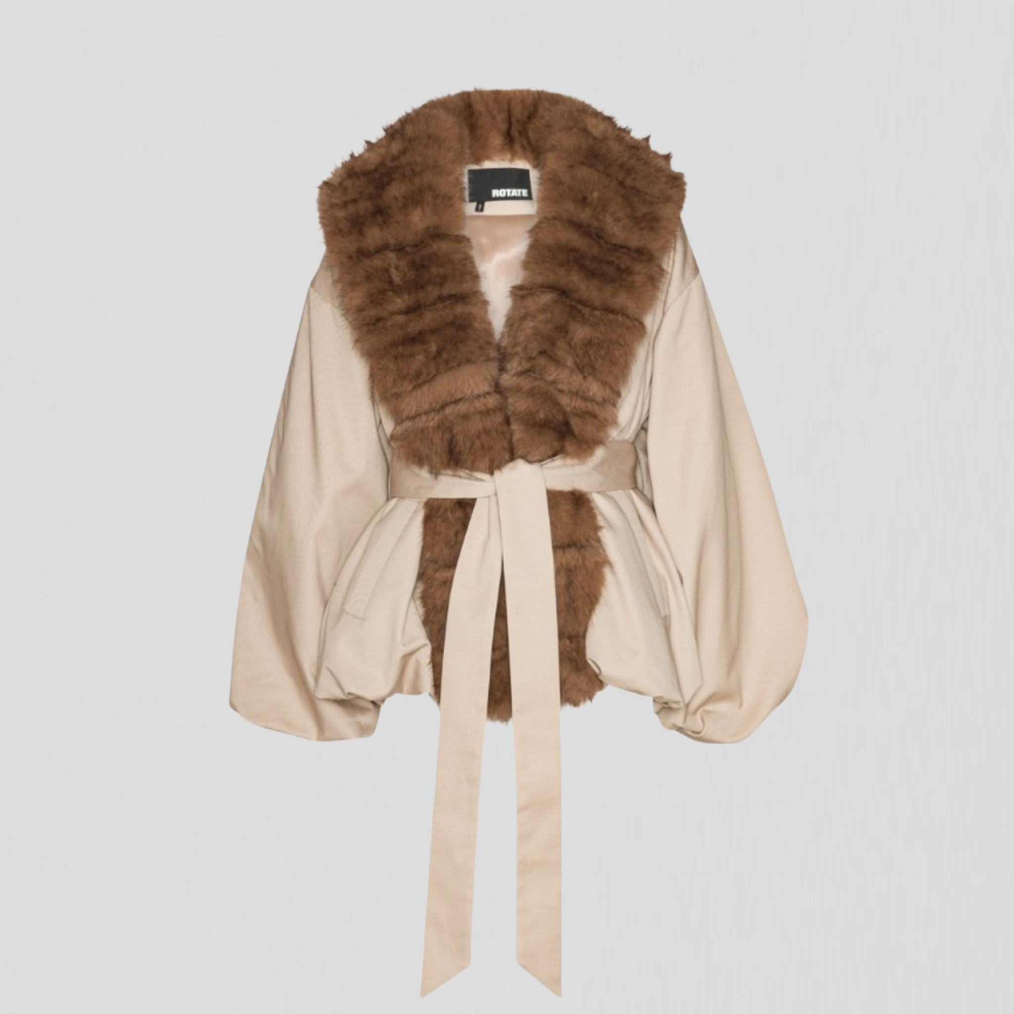 Rotate Faux Fur Collar Jacket Beige