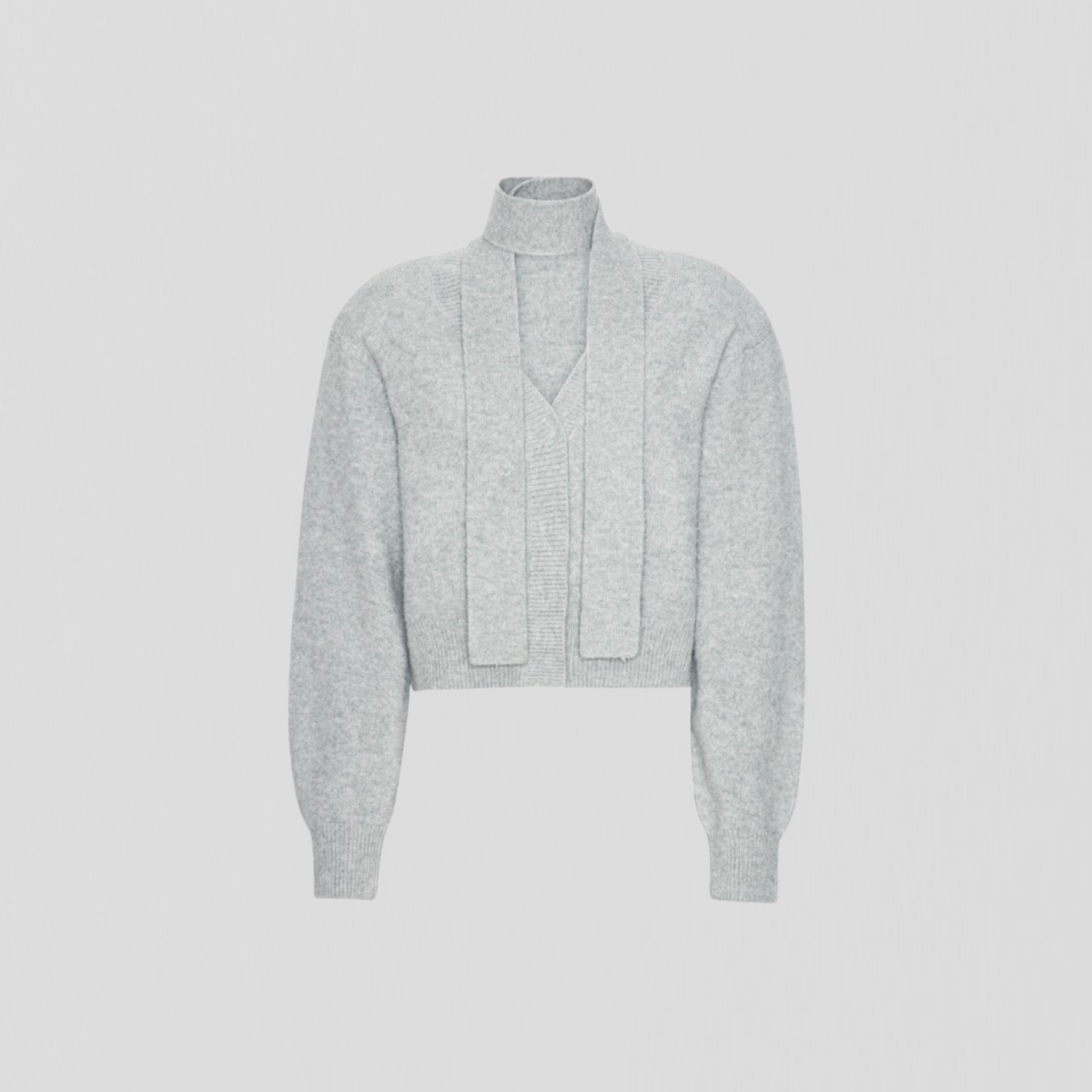 Rotate Scarf Knit Cardigan Light Grey