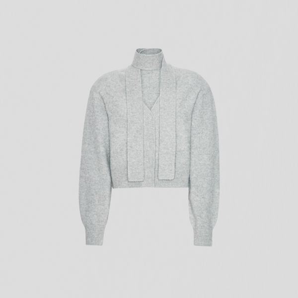 Rotate Scarf Knit Cardigan Light Grey