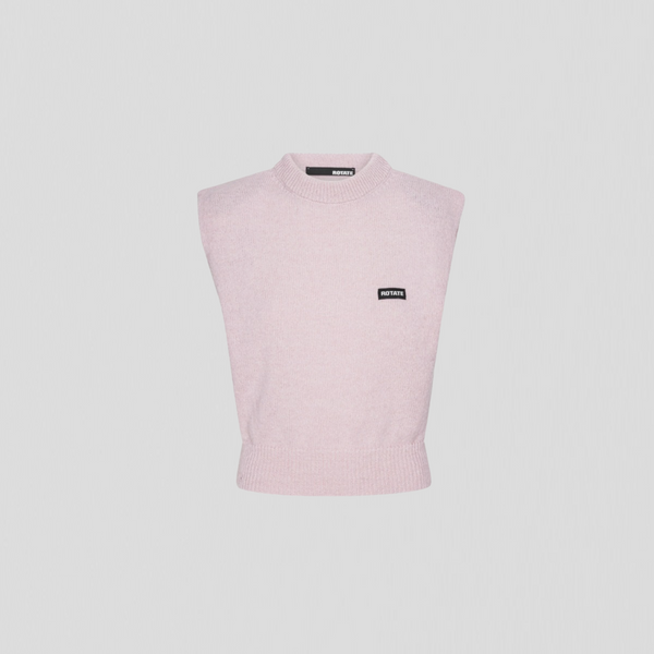 Rotate Cropped Vest Knit Light Pink
