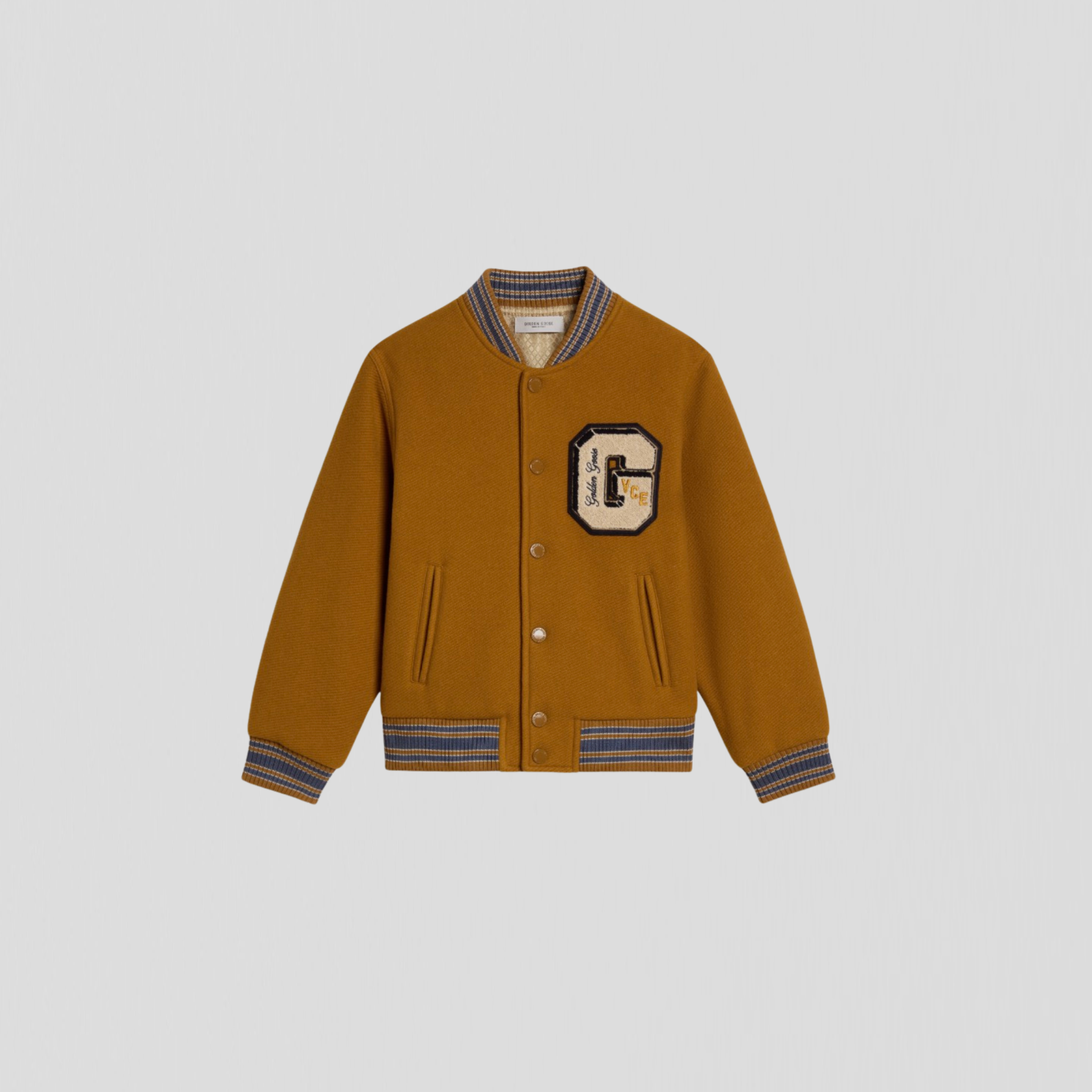 Golden Goose Journey Unisex Blend Wool Bomber Jacket Golden Brown