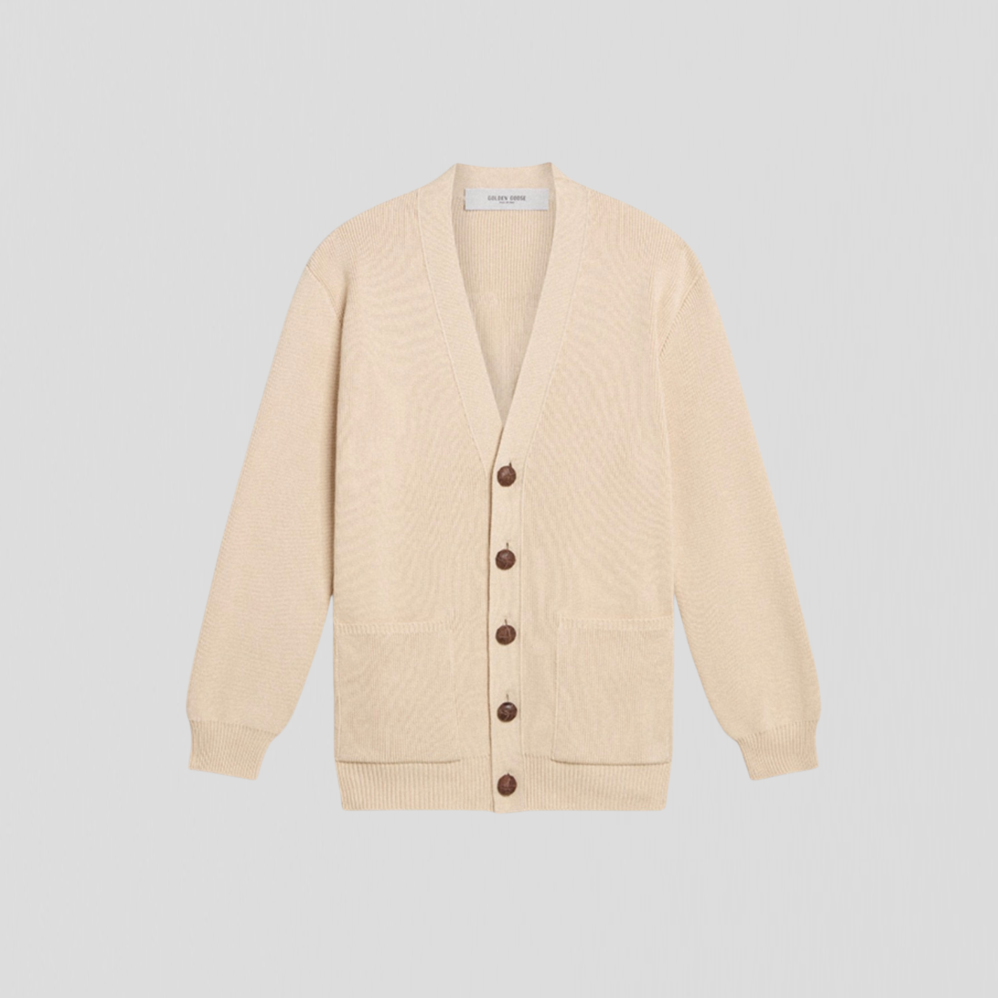 Golden Goose Golden W’s Cardigan Organic Cotton With Logo Travertine