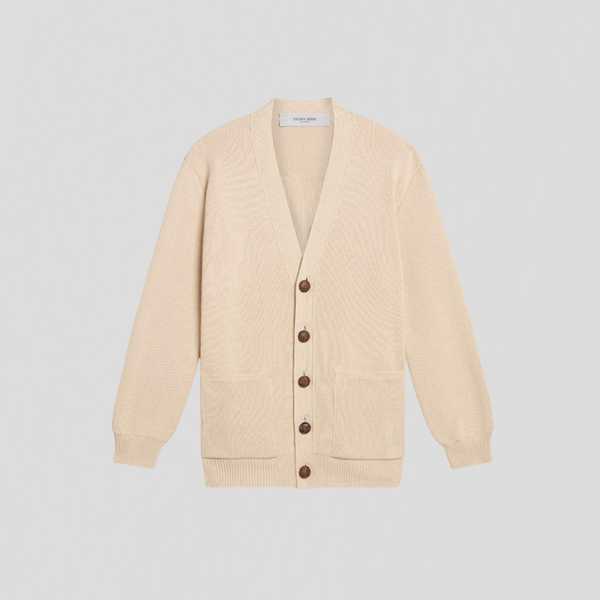 Golden Goose Golden W’s Cardigan Organic Cotton With Logo Travertine