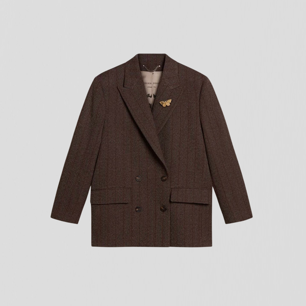 Golden Goose Journey W’s DB Tunnel Pinstripe Jacket Cocoa Brown/ Turquoise