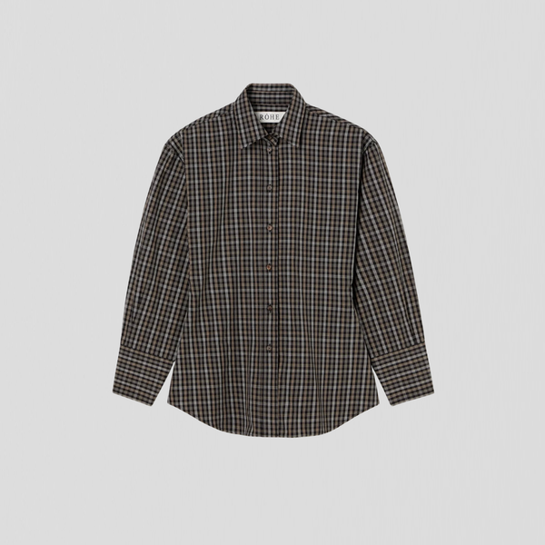 Róhe Shaped Check Shirt Black/ Brown Check
