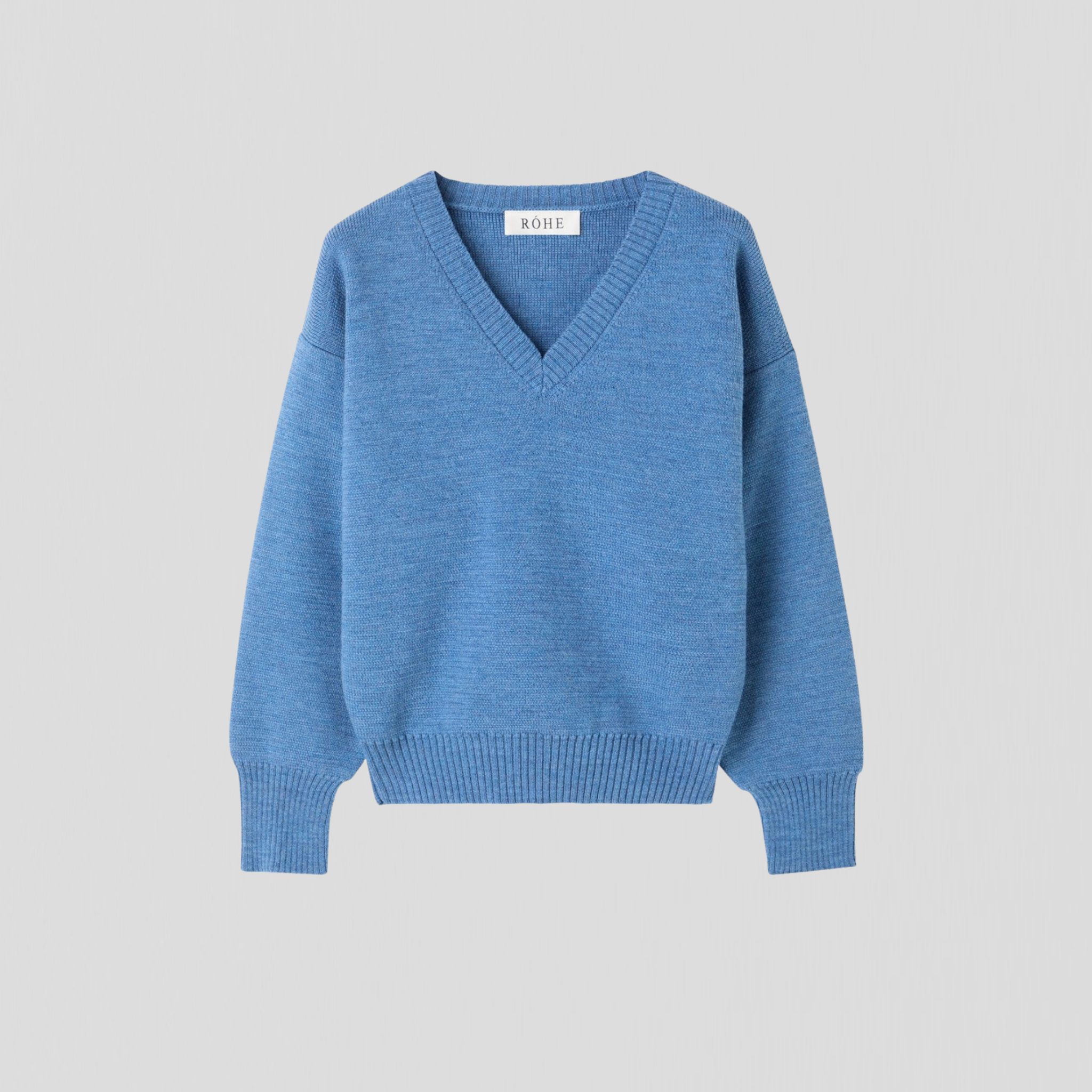 Róhe V-neck Knit Denim Blue Melange