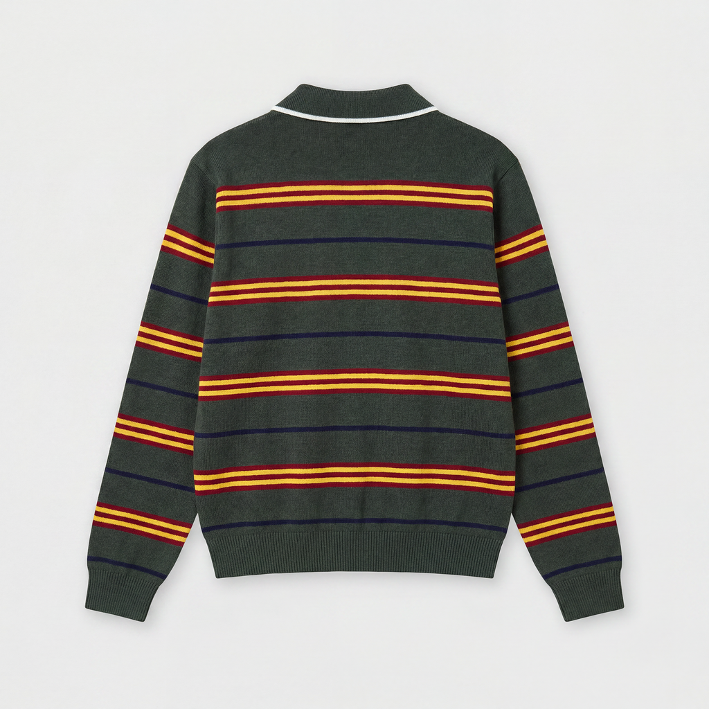 Johny Gino Cashwool Polo Long Sleeve Green/ Yellow