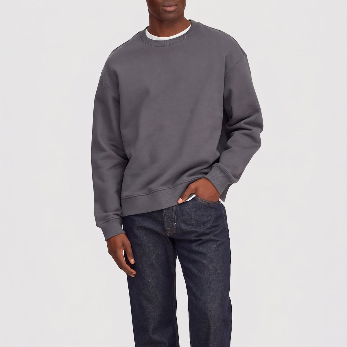 NN07 David Crew 3014 Sweater Charcoal Mist