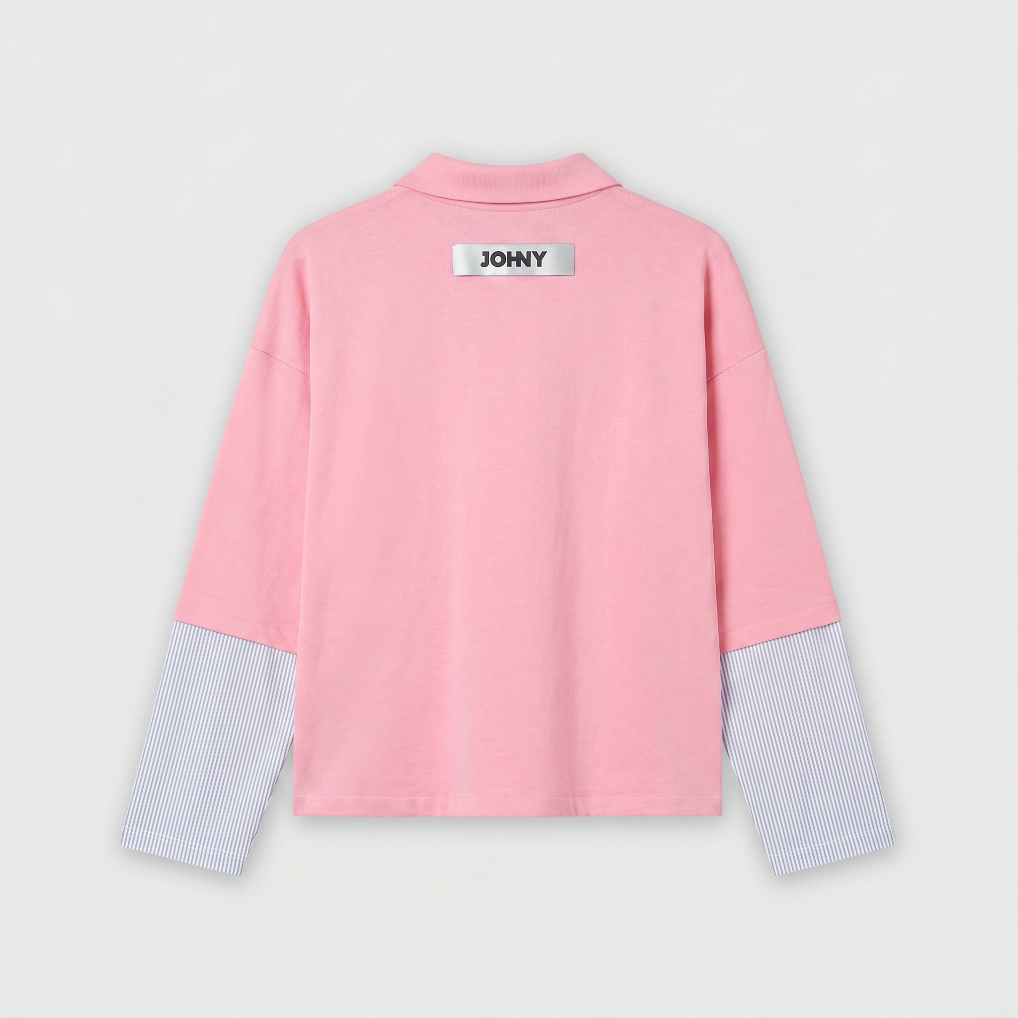Johny Lydia Jersey Polo Long Sleeve Pink/ Blue Stripe