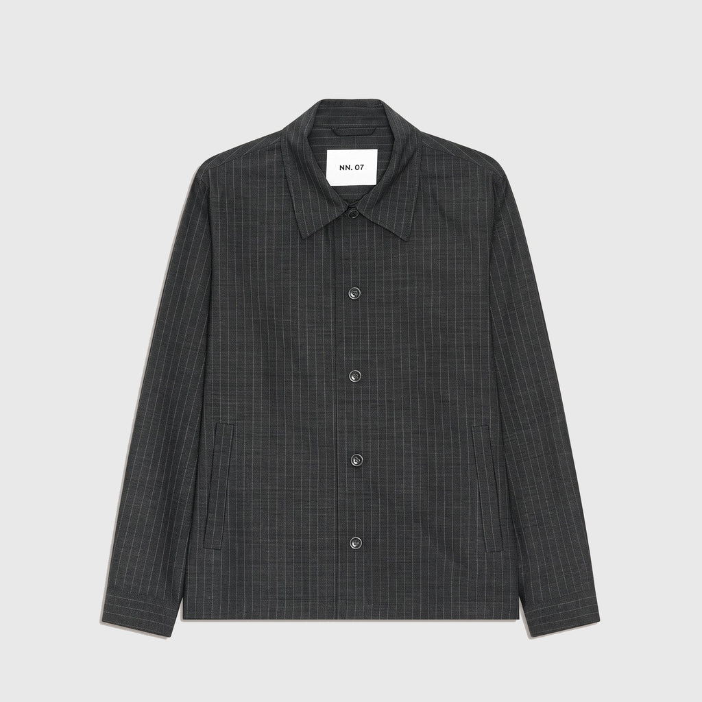 NN07 Zander 10037 Overshirt Dark Grey Stripe