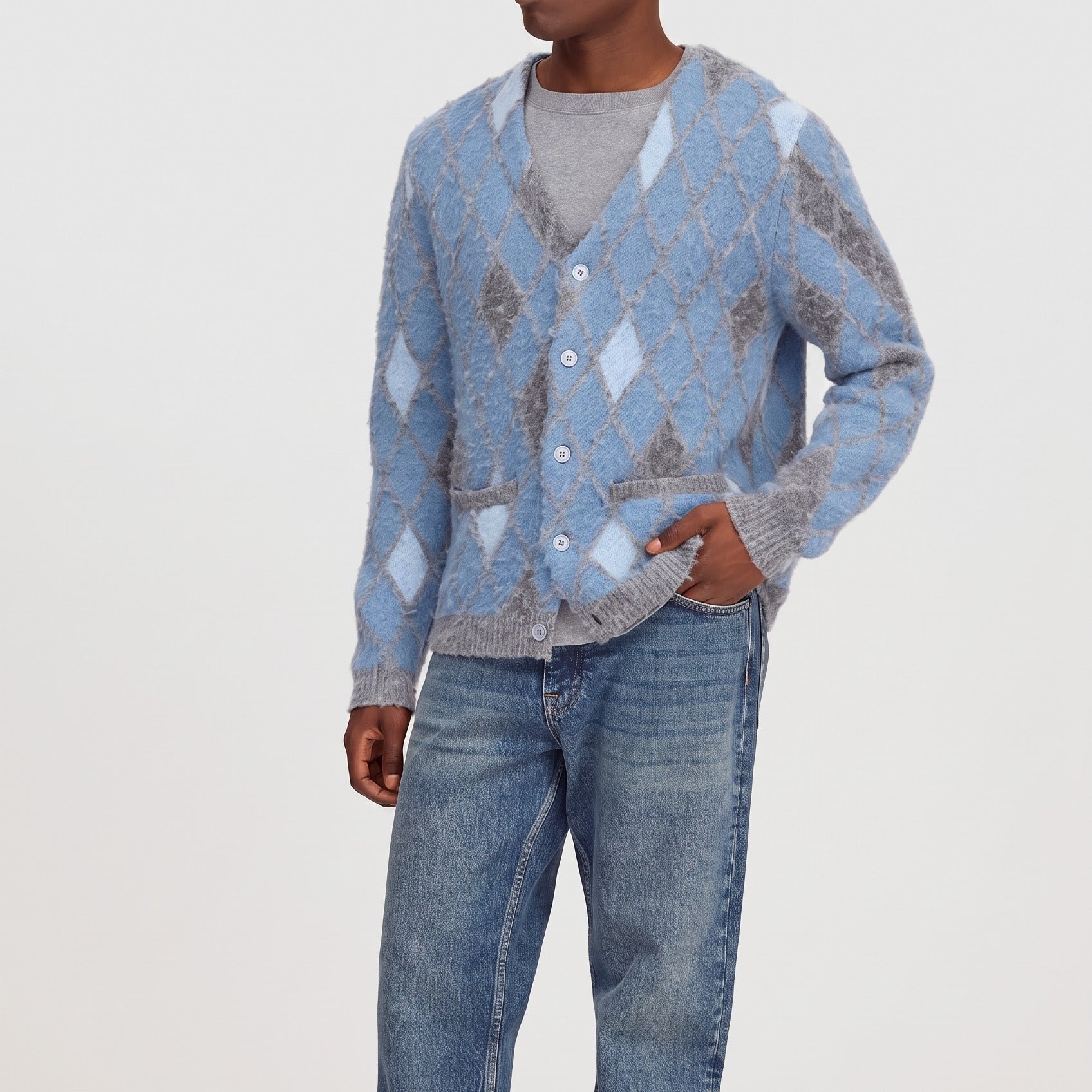 NN07 Chris 60077 Cardigan Light grey multi