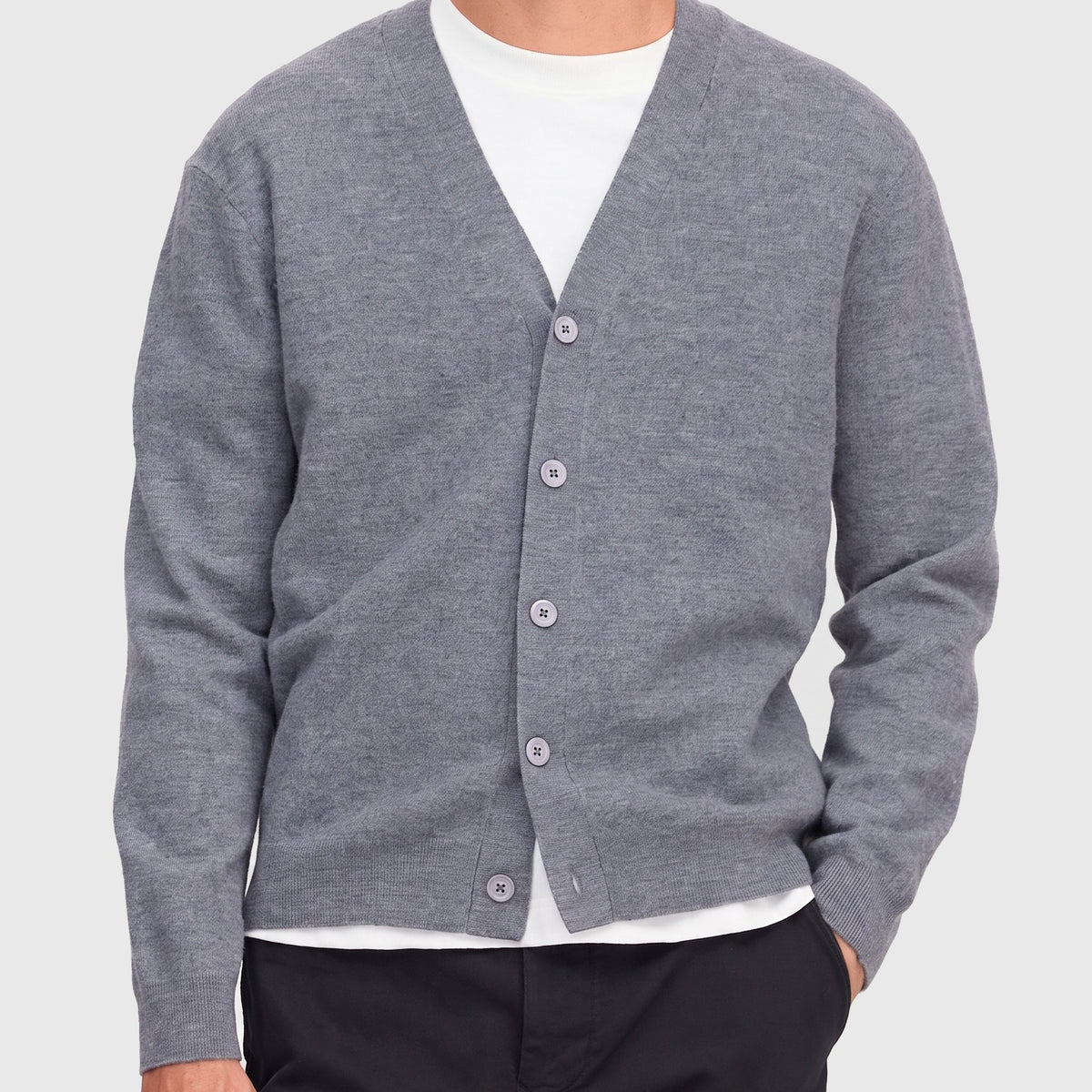 NN07 Jasper V-neck Cardigan 60062 Cardigan Medium Grey Mel