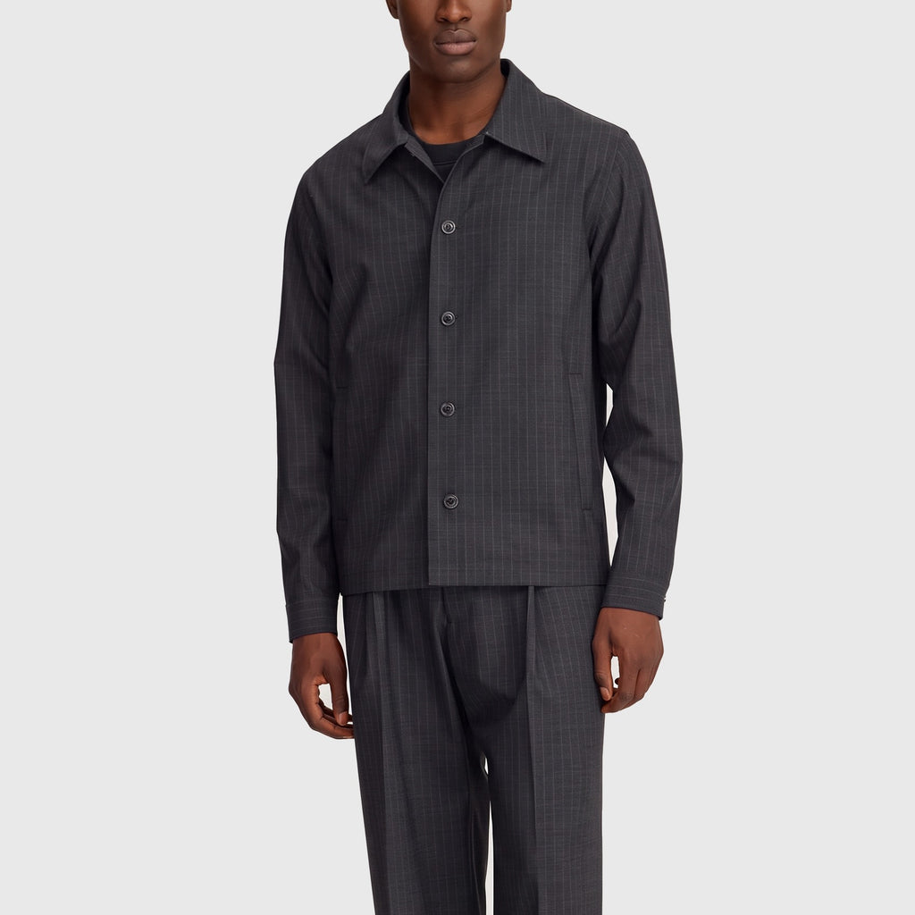 NN07 Zander 10037 Overshirt Dark Grey Stripe